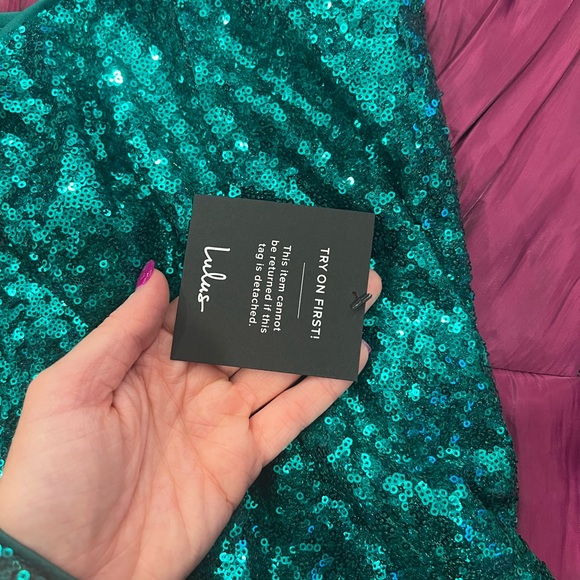 LuLus Glitzy Celebration Emerald Green Sequin Two-Piece Mini Dress | NYE - Picture 9 of 12